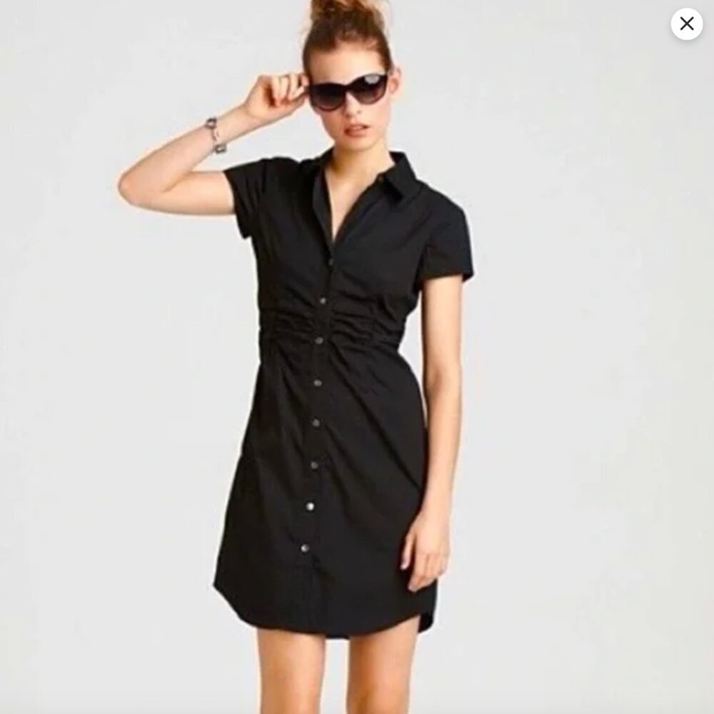 Theory black Jaleen ruched shirtdress 8